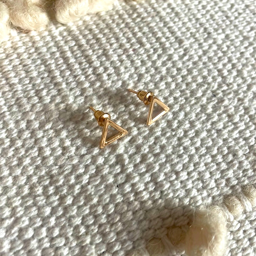 Gold Triangular Earrings With Backs 10$